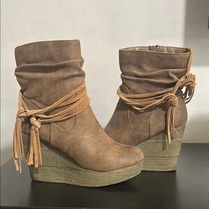 Brown Wedge Ankle Boots